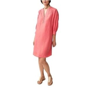 J. Mclaughlin Size Small Nylee Linen Mini Dress 3/4 Sleeve Pockets Coral Rose